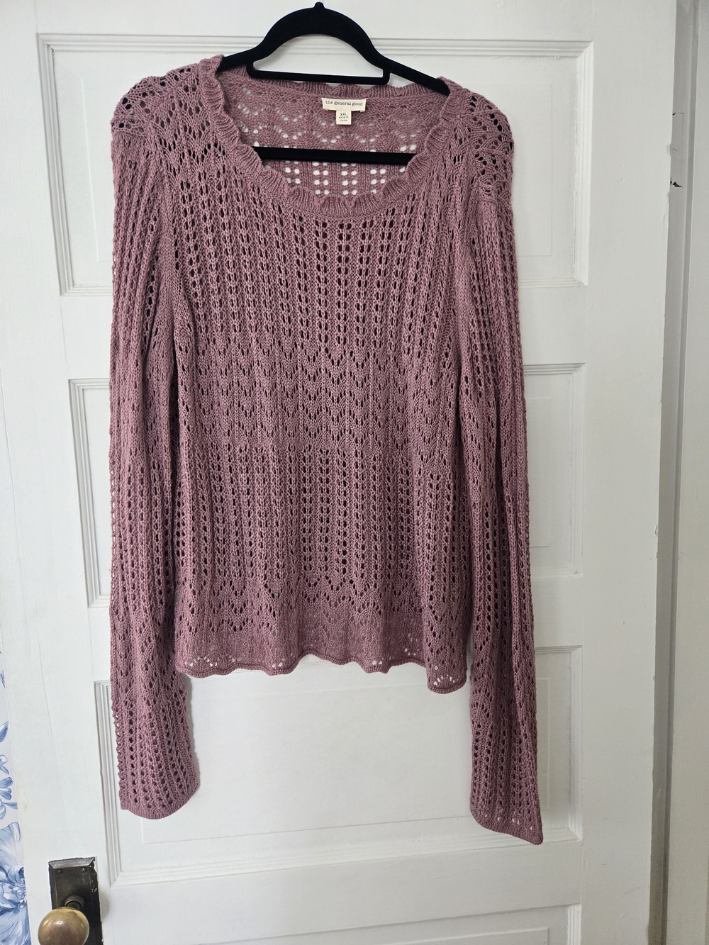 Open-Knit Scoop Neck Sweater - Dusty Rose